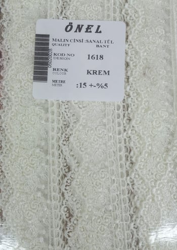 Dantel Polyester Sanal Tül Bant Krem 15 Metre En 3 Cm On-1618-kr