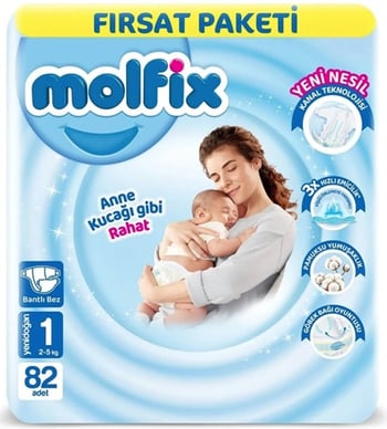 Molfix Bebek Bezi Fırsat Paketi 1 Beden Yenidoğan 82 Adet