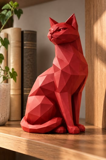 Asil Kedi Figürlü Dekoratif Biblo Kırmızı
