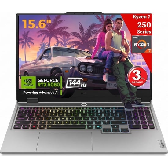 Lenovo Loq Amd Ryzen 7 250 20 Gb 4 Tbssd Rtx5060 (100w) Windows 11 Pro 15.6" Fhd 144hz 83jg008ttrat3