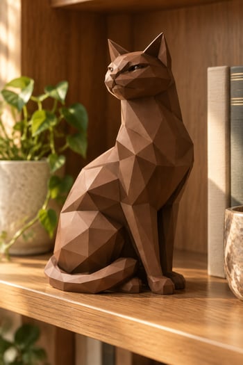 Asil Kedi Figürlü Dekoratif Biblo Kahverengi