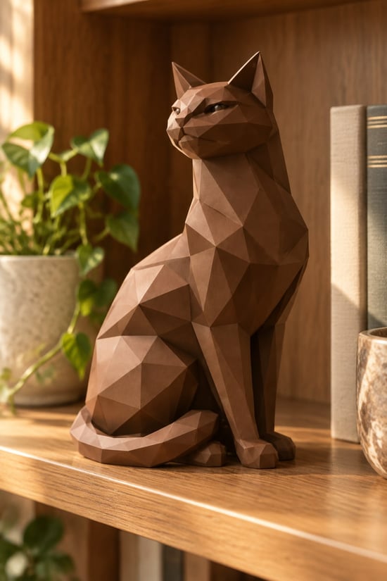 Asil Kedi Figürlü Dekoratif Biblo Kahverengi