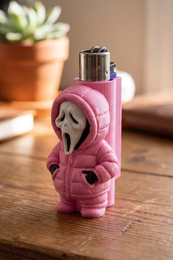 Maskeli Adam Figürlü Çakmak Kılıfı Pembe Clipper
