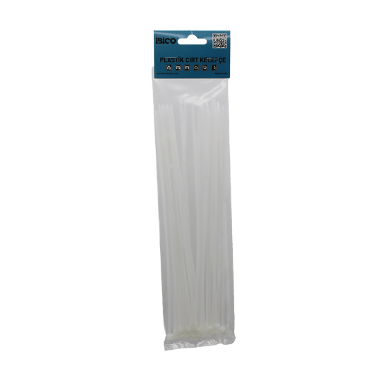 İ13-025 ( 25pcs ) ( Beyaz ) ( 3.6x250mm ) ( Plastik ) Cırt Kelepçe ( Kablo Bağı )