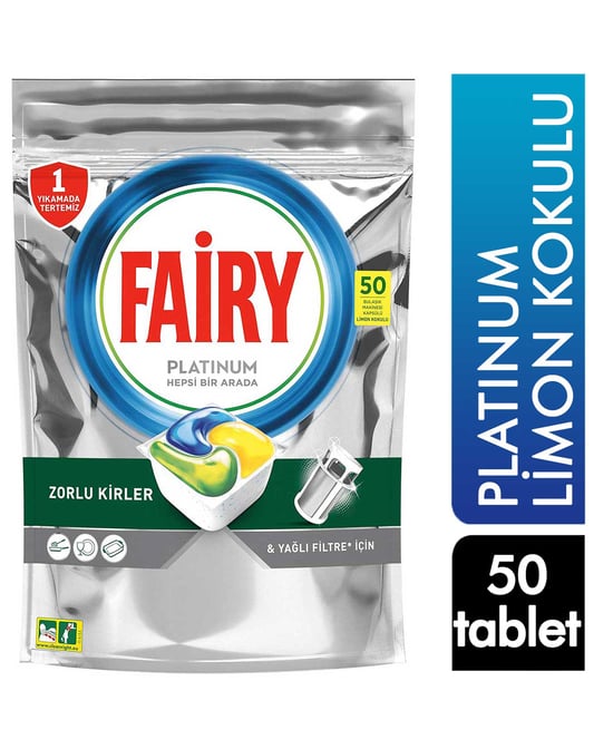 Fairy Platinum 50 Yıkama Bulaşık Makinesi Tableti Limonlu