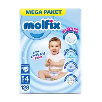 Molfıx Mega Paket Bebek Bezi 4 Beden 128 Adet