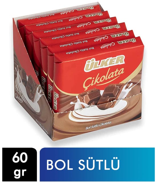 Ülker Çikolata 60 gr X 6'lı Paket Bol Sütlü