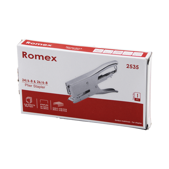 Romex Kod-2535 (pense Model) Çelik Zımba Makinesi (24 /6-8 & 26 /6-8 ) (56mm) (100-150pcs Tel Hazne) (2-45 Sayfa= 80gr)