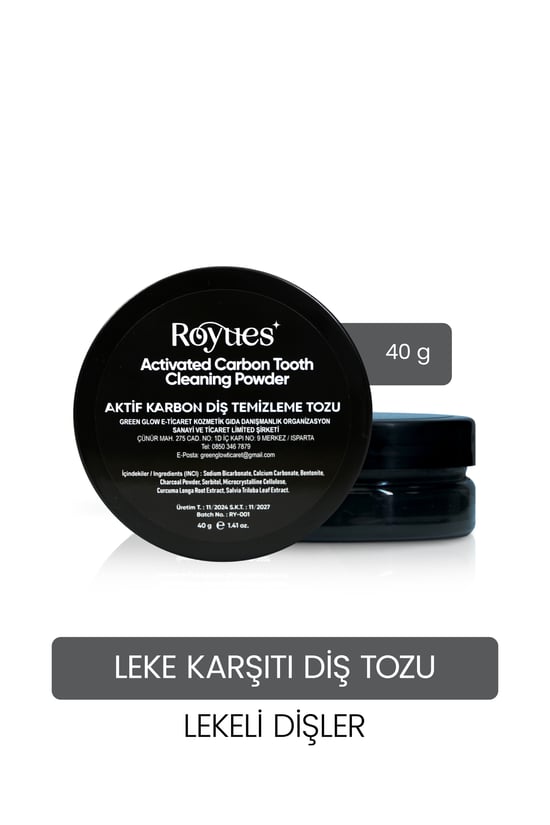 Aktif Karbon Diş Beyazlatma Tozu 40 Gr | Kahve & Sigara Lekesi Karşıtı, Doğal ve Nazik Beyazlatıcı