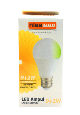 Nisaluc Eamp-074/by ( 9+2w ) ( E27 ) ( Beyaz-yeşil ) Led Ampul