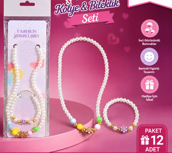 Hagiki Çocuk Kolyesi ve Bileklik Seti İnci Model
