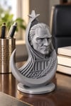 Ay Yıldızlı Atatürk Figürlü Dekoratif Mini Biblo Gri