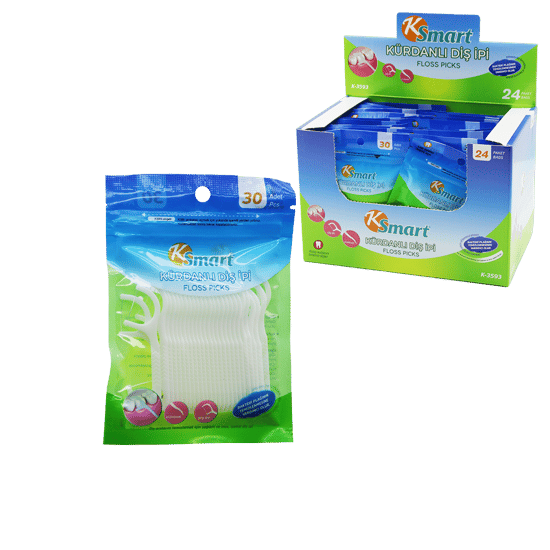 Ksmart K-3593 ( Poşetli ) ( 30pcs ) Kürdanlı Diş İpi