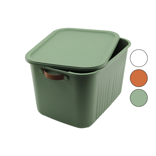 Boxsis Om-0664 ( 20lt ) Organizer Kapaklı Kutu ( Renkli Plastik ) ( Yan Kulplu ) ( 40 X 30 X 25cm )