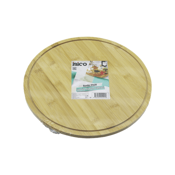 İ22-225 ( Yuvarlak=29.7cm ) ( 360° Döner Tablalı ) Ahşap Bambu Sunum Tepsisi Tahtası & Mini Sofra ( Kanallı Kenar )