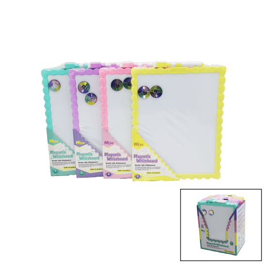 İ14-008 Magnetic Whiteboard ( 21.5x28cm ) ( Küçük ) Manyetik Yazı Tahtası ( Çift Taraflı ) ( Renkli Plastik Çerçeve)