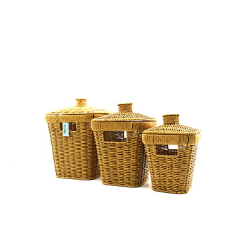 İ22-338 ( 3 Boy ) ( D.dörtgen ) ( Metal İskelet) Pls.hasır Organizer Sepet ( Kapaklı )