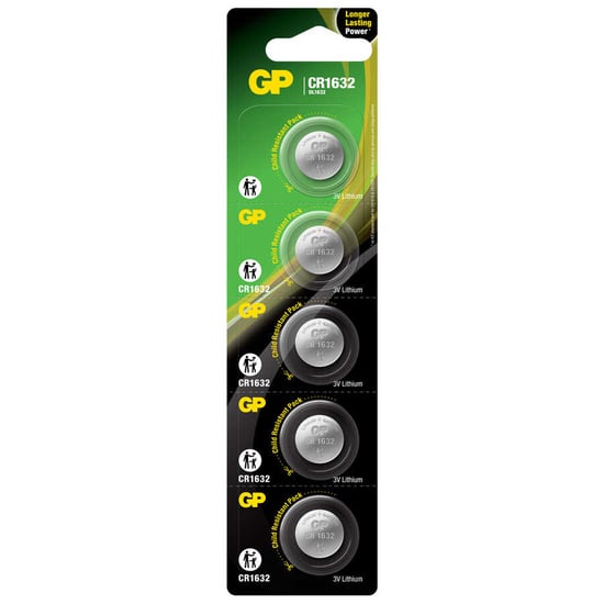 Gp Batteries Cr1632 1632 Boy Lityum Düğme Pil, 3 Volt, 5'li Kart