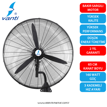 Vanti Sanayi Tipi Duvar Vantilatörü 65cm (26inç)- Kcf291-dv