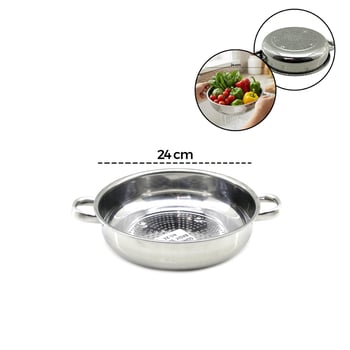 Güneş ( No-0 ) ( 24cm ) ( Basık ) Süzek Metal Süzgeç ( Kulplu )