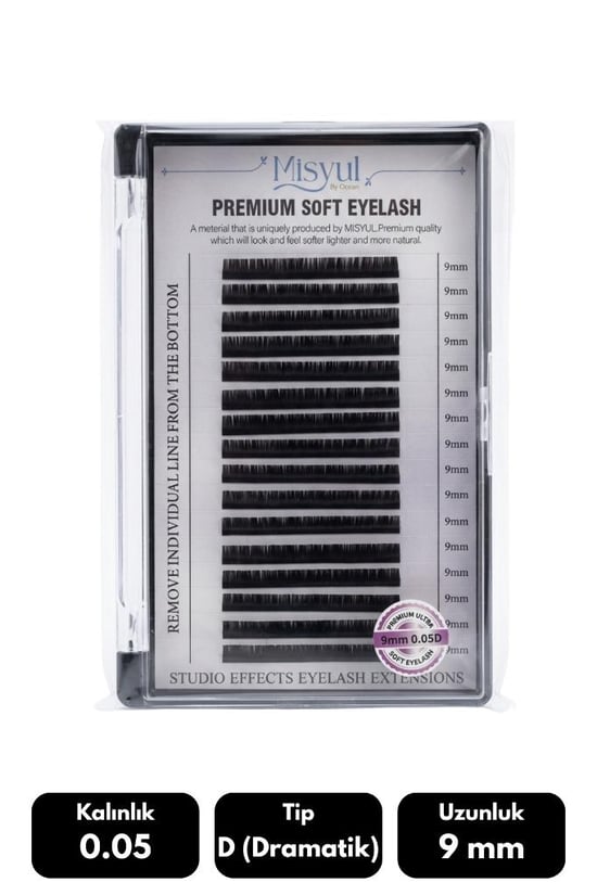 Misyul 0.05d Dramatik Kıvrım 9 Mm Soft Eyelash Doğal İpek Kirpik 16'lı