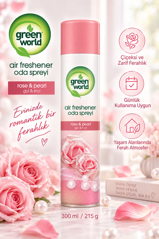 Green World Oda Spreyi 300 Ml - Rose & Pearl - Gül ve İnci