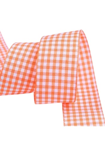 Tafta Ekoseli Kurdele 25 Mm Turuncu 2 Metre