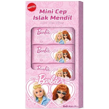 Karışık Barbıe Mını Islak Cep Mendılı 8*8 Kutulu Karma