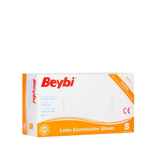 Beybi Pudralı Lateks Muayene Eldiveni S Beden Beyaz 100'lü