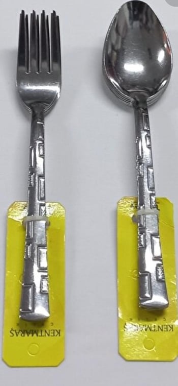 Kentmaraş 6'lı Sarı Kartela Yemek Kaşık ve Yemek Çatal-paslanmaz