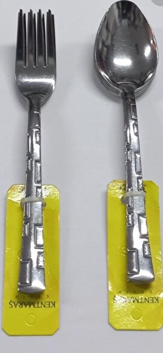 Kentmaraş 6'lı Sarı Kartela Yemek Kaşık ve Yemek Çatal-paslanmaz