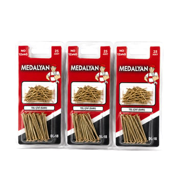 Medalyan Dl-18 ( 12x40 ) ( 25pcs ) Sarı Tp Çelik Tel Çivi