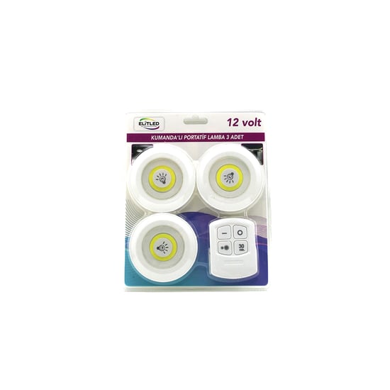 Elitled 3'lü Led El-10-dmy ( 3pcs & Yuvarlak ) ( Kumandalı & Dokunmatik ) ( Pilli ) Led Lamba Seti