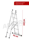 Asvera Endüstriyel 4 Metre A Tipi 2 Parçalı Alüminyum Merdiven - 1.4 Mm Profesyonel Merdiven
