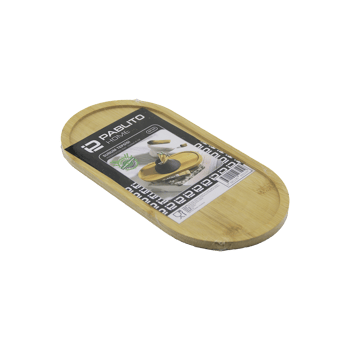 Pablito Home Pbt-345 ( Oval ) Ahşap Bambu Yağdanık Altlık & Sunum Tepsi ( 12x24x0.8cm )