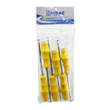 Mirac ( Pvc Ambalaj ) ( Plastik Saplı ) ( Darbeli ) ( 6lı Set ) ( 2in1=çift Taraflı Uç ) Tornavida Seti Takım ( Yıldız-düz )