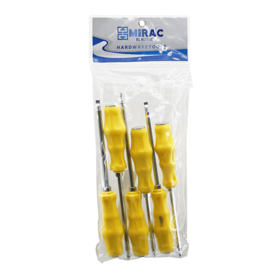 Mirac ( Pvc Ambalaj ) ( Plastik Saplı ) ( Darbeli ) ( 6lı Set ) ( 2in1=çift Taraflı Uç ) Tornavida Seti Takım ( Yıldız-düz )