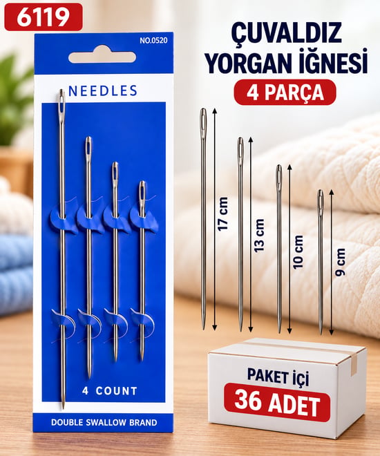 Hagiki 4 Lü Çuvaldız Yorgan İğnesi Seti