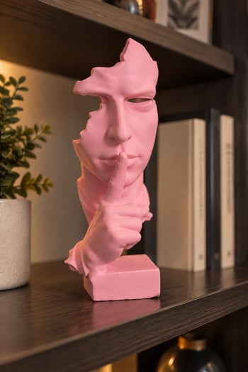 Sessiz Parça – Soyut Sessiz Yüz Heykeli Figürlü Dekoratif Biblo Pembe