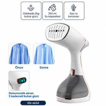 Sinbo Ssi-6634 Buharlı Kırışıklık Giderici & Dik Ütü ( 2 Mod ) ( 320ml Su Kapasite & Dk 26g Buhar ) ( Dokunmatik Ekran )