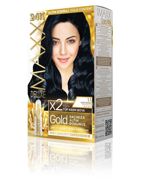 Maxx Deluxe Gold Beauty Set Boya 1.1 Mavi Siyah