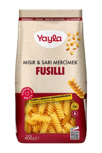 Yayla Mısır & Sarı Mercimek Fusilli 400 Gr