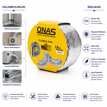 Onas Flexible Pipe Aspiratör Borusu 150mmx1.5mt