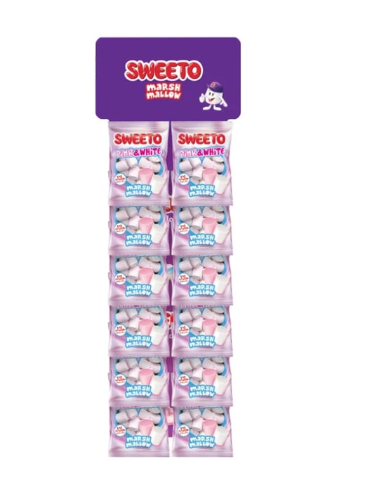 Sweeto Marshmallow 30 Gr Asalak Standlı Pink & White