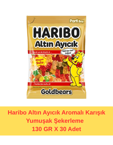 Haribo Altın Ayıcık Aromalı Karışık Yumuşak Şekerleme 130 Gr X 30 Adet
