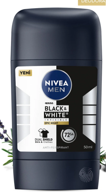 Nıvea Men Erkek Stick Deodorant Black&white Epic Night 50 Ml,terleme Karşıtı,kumaş Koruması,alkolsüz