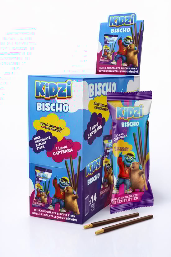 Kıdzi Bischo Sütlü Çikolatalı Stick Bisküvi 20g X 14 Adet X 4 Kutu Ekonomik Paket