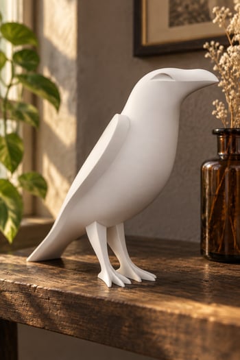 Karga Figürlü Dekoratif Biblo - 17cm Beyaz