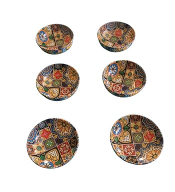 Yakut 6'lı Renkli Desenli Metal Küçük Çerezlik