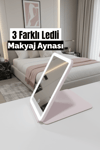 Makyaj Aynası – 3 Renkli Işık, 60° Ayarlanabilir, Şarjlı ve Taşınabilir Beyaz